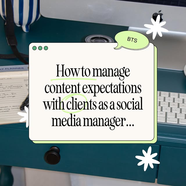 If you’re a social media manager who is stressing about achieving client expectations I.e they want 1000 new followers from each post OR cannot see why we don’t say “buy it now” on every post…

This is how I handle those conversations with my clients 💗

As a social media manager, we are responsible for helping out clients show up consistently on social, building a recognisable brand image online and reaching the right people with our content.

BUT sometimes, the expectations are way beyond that.

Social media marketing is not a predictable field.

There’s no magic recipe that ensures your content will perform well. We have to try and test and adapt. And that means some posts will flop but some will thrive.

Hope this helps some of my fellow social media managers who are currently navigating this with their clients 🫶