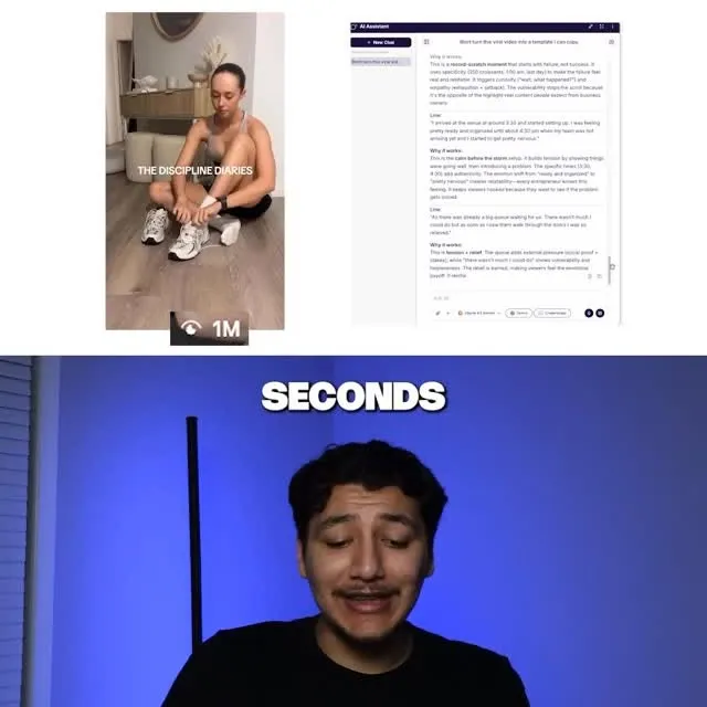 Use ai to turn viral videos in to templates to increase your chances of going viral and you dont sound like ai because you modeling the template of the video 

 #socialmediamarketing #contentmarketing #socialmediastrategy