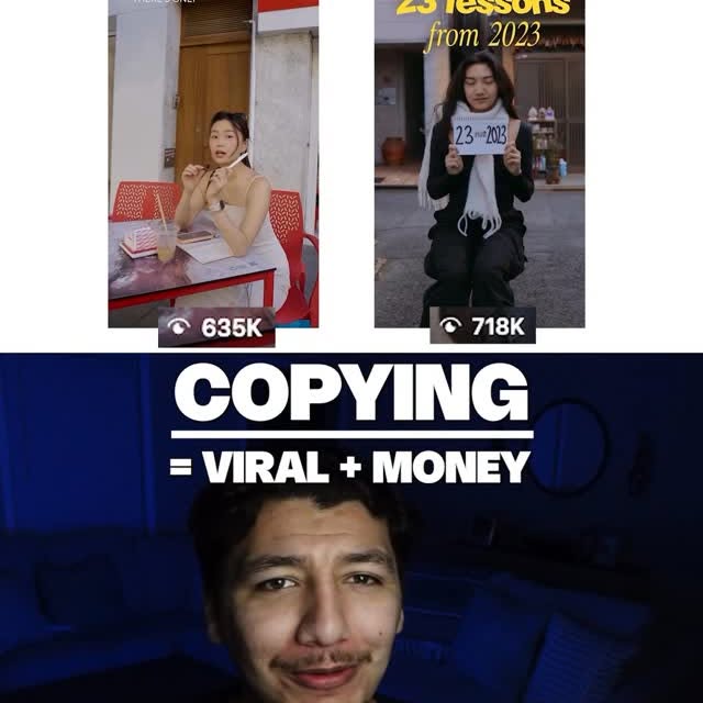 The Best Creators Model other viral videos to win

The key is don’t copy everything, take one thing you like about a viral video and apply it to your content