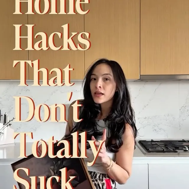 A PSA that art in your kitchen will fullllly elevate your decor game. All you need to use are the Velcro command hooks because we aren’t damaging our backsplash mmmmk?! 

I have it all linked for you if you want, just comment SHOP an I’ll send it over.