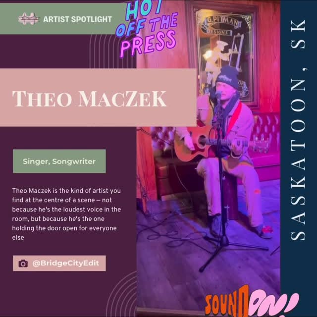Issue No. 02 of The Bridge City Edit dropped this morning at 8am, and this one belongs to Theo Maczek 🎸✨

A Cajun finger-picking guitarist with a foot tambourine keeping time, the kind of musician who can turn a room quiet in seconds. I first met Theo after he invited me out to one of Saskatoon’s Thursday open mic nights, and let’s just say… the talent in this city deserves a spotlight.

This issue dives into Theo’s story and the local live music circuit happening right downtown. Three open mic nights, all within a block of each other, every Thursday. A little musical triangle where you can wander from stage to stage discovering artists who should absolutely be heard.

Theo is the kind of artist who reminds you why live music matters.

🎶 Watch the reel 
📰 Read the full feature in Issue No. 02 
📍And if you’re in Saskatoon on a Thursday night, go catch the circuit. @openmicgreenroom @producedbylighthouse @acousticopenmicnight 

Links in bio.