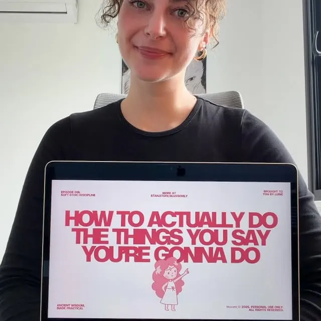 Here’s how to actually do the things you say you’ll do 🫡

Today on stoicism but make it cute, we’re covering a practical application of stoicism rather than a core stoic concept itself. The topic is discipline, and we’re discovering how discipline has much more to do with building self trust and self respect rather than hustle culture.

As always, there’s a lot more to say about everything I’m mentioning. This video is meant only as an easy-to-digest introduction to the topic.

You can find a longer version of this going into more detail in the 18th issue of my newsletter, the Soft Stoic Letter, out now. (🔗 in bio) 💌

- 

🧚‍♀️ comment „workbook“ and I’ll send you the details to my stoic girl starter pack, or grab it thru the 🔗 in my bi0.

-

Also lil disclaimer: pls take this with a grain of salt, I’m not trying to mock anyone, this is for funsies (and a bit of education). It is just me trying to approach a rather “dry” topic of a philosophy that’s been branded in a very tough and masculine way in the past through a modern and more humorous lens.

Hope you likey and hope you learned something today! 

Stay grounded out there 🧸🤎

🏷️ stoicism for women , building discipline , toxic productivity , hustling , motivation , habit building , consistency , anxiety , psychology , mindset shift , overthinking , that girl energy , #discipline #habits #stoicism #thatgirlenergy #mindsetshift