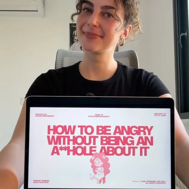 Here’s how to be angry without being an a**hole about it 😡

Today on stoicism but make it cute, we’re covering a practical application of stoicism rather than a core stoic concept itself. 

We’re talking about anger, which is an emotion we all feel from time to time. Buuut, that’s not an excuse to behave in hurtful or harmful ways… good thing a stoic philosopher wrote a whole book on this emotion. Better yet, modern psychology agrees with most of his ideas on it!

As always, there’s a looot more to say about everything I’m mentioning. This video is meant only as an easy-to-digest introduction to the topic.

You can find a longer version of this going into more detail in the 22nd issue of my newsletter, the Soft Stoic Letter, out now. (🔗 in b10) 💌

- 

🧚‍♀️ comment „stoicgirl“ if you want a way to learn more about stoicism & psychology and apply it in real life, or check the 🔗 in my b10.

-

Also lil disclaimer: pls take this with a grain of salt, I’m not trying to mock anyone, this is for funsies (and a bit of education). It is just me trying to approach a rather “dry” topic of a philosophy that’s been branded in a very tough and masculine way in the past through a modern and more humorous lens.

Hope you likey and hope you learned sth today! 

Stay grounded out there 🧸🤎

🏷️ stoicism for women , anger management , emotional regulation , nervous system regulation , how to deal with anger ,  psychology , mindset shift , overthinking , anxiety , that girl energy , #anger #emotionalregulation  #stoicism #thatgirlenergy mindsetshift