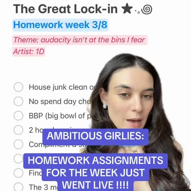 Week 10 of the homework assignment just dropped divas!!! Rest of the assignment linked in stories!!

I hope you have the best week ever!! Artist of the week btw is very important to me ❤️👀

#lockin #ambition #success #honen productivity