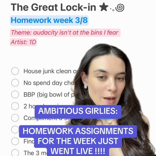 Week 10 of the homework assignment just dropped divas!!! Rest of the assignment linked in stories!!

I hope you have the best week ever!! Artist of the week btw is very important to me ❤️👀

    productivity